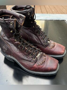 Double H lacer brown lace up leather boots